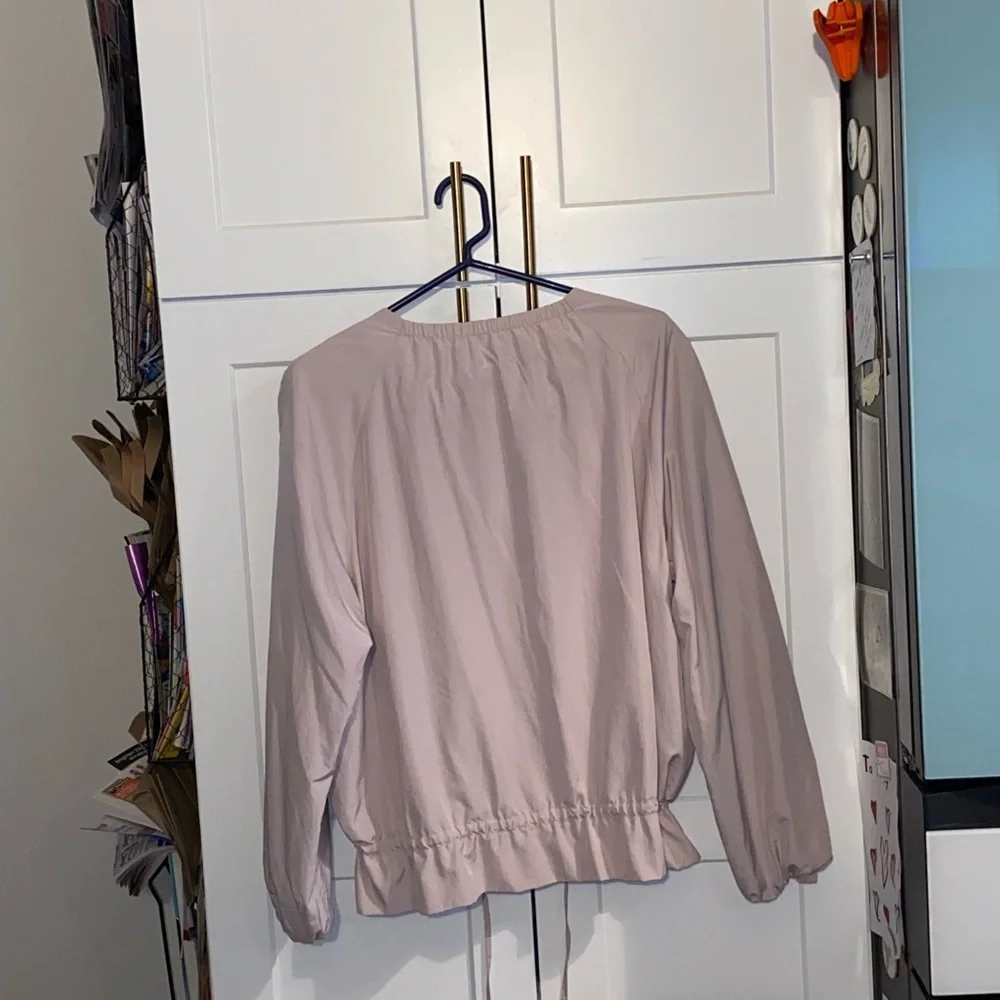 Zara Basic lightweight crew neck peplum drawstring windbreaker jacket lilac pink